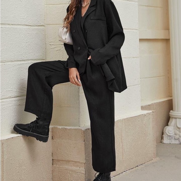 Black linen full length dress pants with pockets - Picture 4 of 6